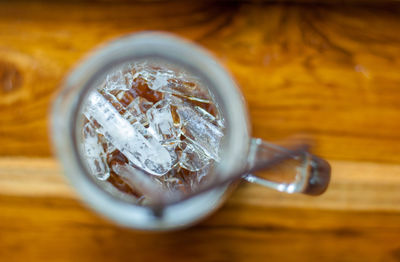 High angle view of coffee on table