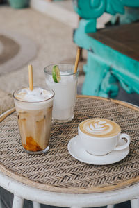 Close-up of coffee cup on table