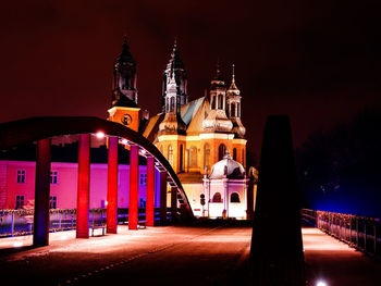 Illuminated cathedral at night