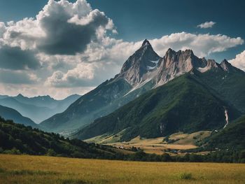 Scenic view of mountains against sky