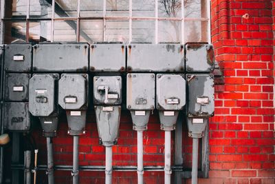 View of pipes on wall