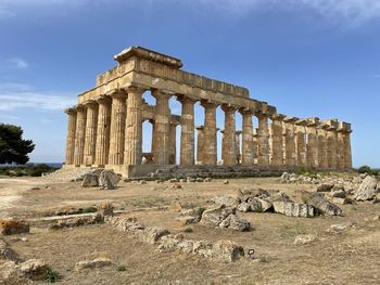 Old ruins of temple against sky