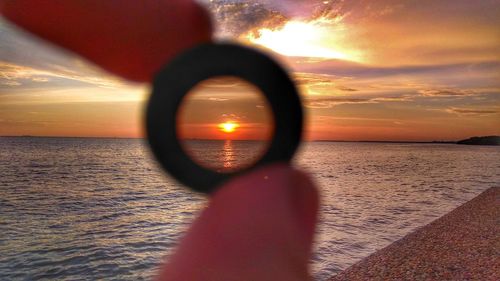 Sunlight falling on sea during sunset