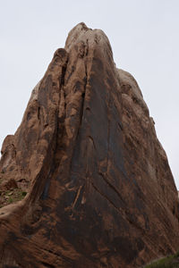 Low angle view of rock formation against clear sky