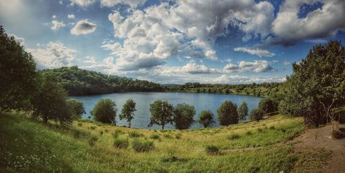 Scenic view of lake against sky