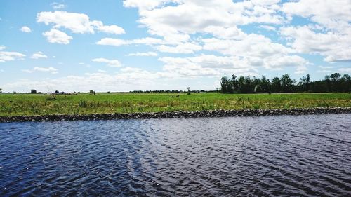 Scenic view of landscape against cloudy sky