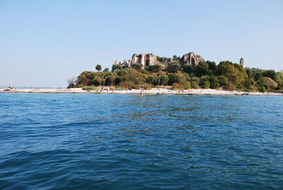 Scenic view of sea against clear sky