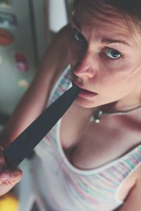 Close-up portrait of young woman