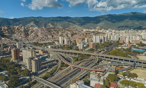 Caracas, venezuela, aerial panoramic view of the la arana distributor,  francisco fajardo highway