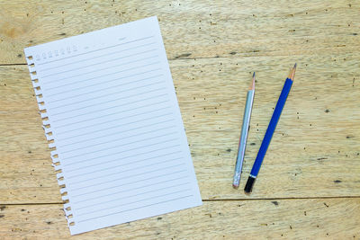 High angle view of pen on table