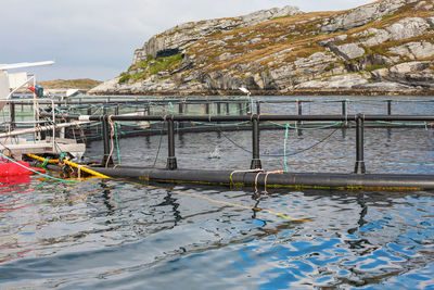 Fish farming in cages at the coast