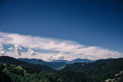 Scenic view of mountains against sky at sunset