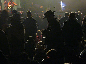 Group of silhouette people at music concert