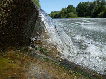 Close-up of waterfall against trees