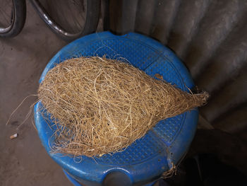 High angle view of birds nest on table