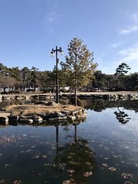 Scenic view of lake against sky