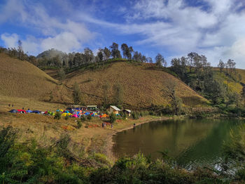 Scenic view of lake against sky