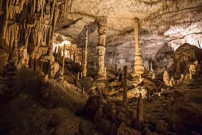 Low angle view of rock formation in cave