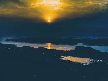 Scenic view of dramatic sky during sunset