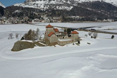 Scenic view of snow covered mountain