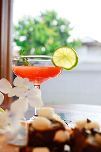 Close-up of cocktail in glass
