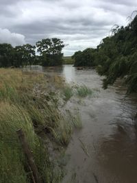 Scenic view of lake against sky