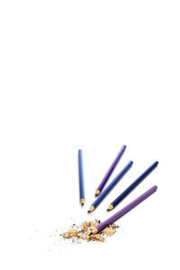 High angle view of pencils against white background
