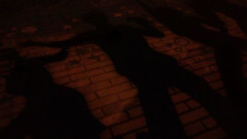 Shadow of silhouette person on floor at night