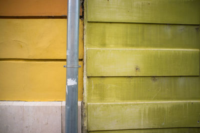 Close-up of yellow and green wall
