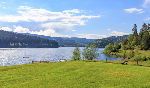 Scenic view of lake against sky