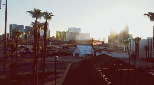 View of buildings against clear sky