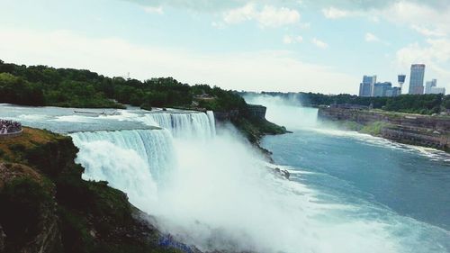 Scenic view of waterfall