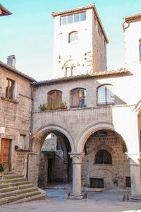 Low angle view of old building against sky