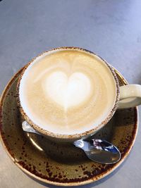 High angle view of coffee on table