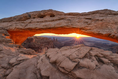 Low angle view of rock formations