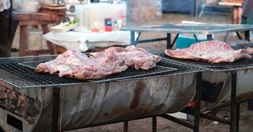 Meat on barbecue grill