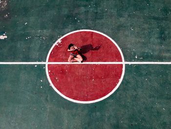 High angle view of woman in swimming pool