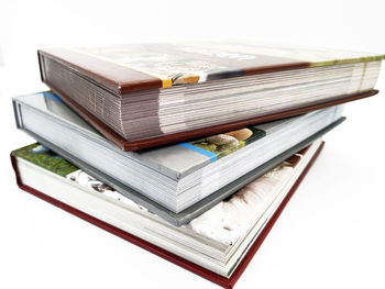 Stack of books on table