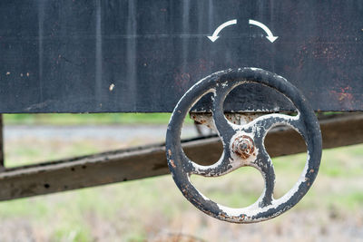 Close-up of rusty metal on wall