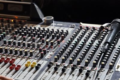 Close-up of sound mixer