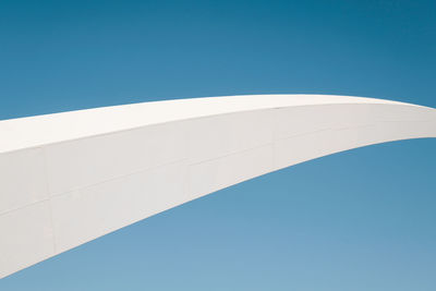 Low angle view of modern building against blue sky