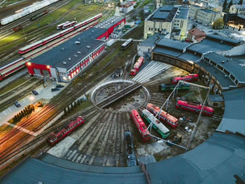 High angle view of traffic on road in city