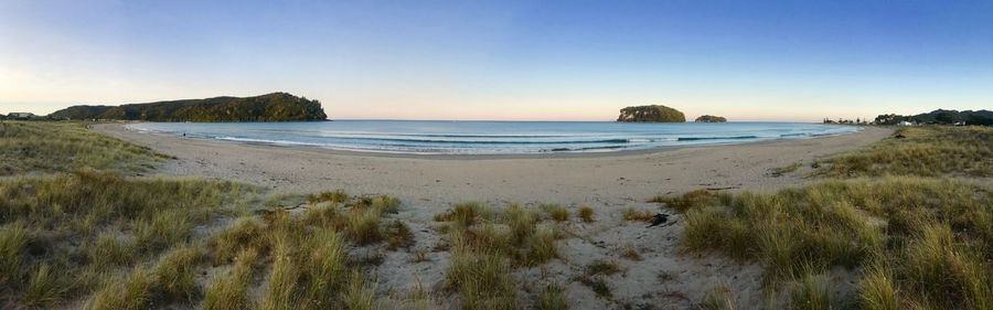 Scenic view of beach against sky