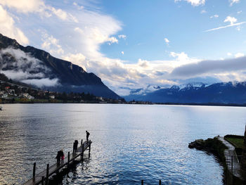 Scenic view of lake against sky