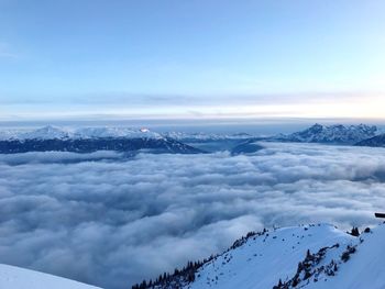 Scenic view of snowcapped mountain against sky