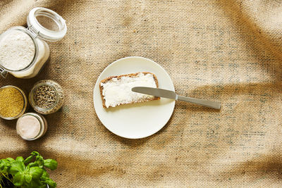 High angle view of coffee on table