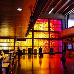 Interior of illuminated building