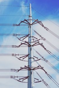 Low angle view of power lines against sky