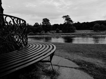 Surface level of empty bench in park