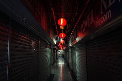 Red illuminated underground walkway